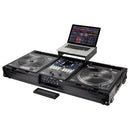 Odyssey FZGSRANE1272WBL Low Profile Rane Twelve et Rane Seventy/Seventy-Two Coffin Flight Case avec plateforme Glide (noir) (DEMO)