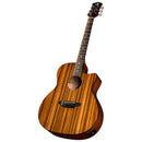 Luna GYPSY Exotic Zebrawood 6-String Grand Concert Cutaway Guitare électrique acoustique - Naturel brillant 
