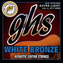 Cordes de guitare électro-acoustique GHS WB-XL en bronze blanc - Extra légères
