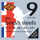 Cordes de guitare électrique Rotosound BS9 British Steels - 9-42