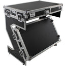 ProX XS-ZTABLEJR DJ Z-Table Junior Compact Workstation Flight Case w/ Table & Wheels - Silver on Black