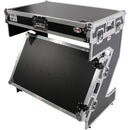 ProX XS-ZTABLEJR DJ Z-Table Junior Compact Workstation Flight Case w/ Table & Wheels - Silver on Black