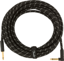 Fender DELUXE Series Straight/Angle Instrument Cable (Black Tweed) - 25ft