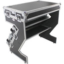 ProX XS-ZTABLEJR DJ Z-Table Junior Compact Workstation Flight Case w/ Table & Wheels - Silver on Black