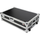 ProX XS-ZTABLEJR DJ Z-Table Junior Compact Workstation Flight Case w/ Table & Wheels - Silver on Black