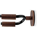 Cintre de guitare forgé noir de Levy avec cuir marron