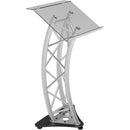 Global Truss GT-LECTERN-PRO Pupitre triangulaire incurvé en plexi - Aluminium brossé