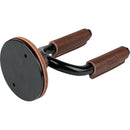 Cintre de guitare forgé noir de Levy avec cuir marron