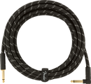 Fender DELUXE Series Straight/Angle Instrument Cable (Black Tweed) - 15ft