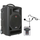 Galaxy Audio TV8 Traveler Series 120W PA System with Single UHF Receiver and Bodypack Transmitter and Headset Microphone