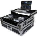 Flight Case ProX pour contrôleur Pioneer DDJ-SR2 avec étagère pour ordinateur portable et kit LED (argenté sur noir)