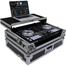 Flight Case ProX pour contrôleur Pioneer DDJ-SR2 avec étagère pour ordinateur portable et kit LED (argenté sur noir)