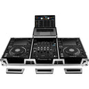 Odyssey FZGS12CDJWXD2 Flight-case cercueil extra profond avec plateforme coulissante pour table de mixage DJ 12" et deux lecteurs multimédia grand format (noir et argent)