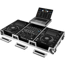 Odyssey FZGS12CDJWXD2 Flight-case cercueil extra profond avec plateforme coulissante pour table de mixage DJ 12" et deux lecteurs multimédia grand format (noir et argent)