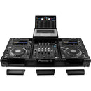 Odyssey FZGS12CDJWXD2BL Flight-case cercueil extra profond avec plateforme coulissante pour table de mixage DJ 12" et deux lecteurs multimédia grand format (tout noir)