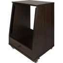 Gator Frameworks GFW-ELITESTUDIORK12-BRN Elite Furniture Series 12U Angled Studio Rack with Locking Casters (Dark Walnut Brown)