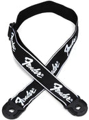 Fender QUICK GRIP Locking End Guitar Strap - Black with White Running Logo