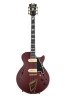 D'Angelico DELUXE SS BARITONE Semi Hollow-Body Electric Guitar (Satin Trans Wine)