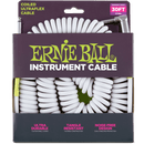 Ernie Ball 6045EB Coiled Straight/Angle Instrument Cable (White) - 30'