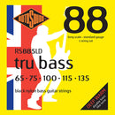 Rotosound RS885LD Jeu de 5 cordes pour basse à bobinage plat en nylon noir 65-135