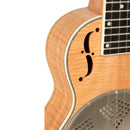 Ukulélé à résonateur en érable bouclé RESOMAPLE/C de couleur or avec housse de transport