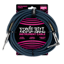 Câble tressé droit/angle Ernie Ball 6060EB (noir/bleu) - 25'