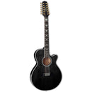 Takamine TSP158C-12-SBL Thinline Table en épicéa massif Guitare acoustique 12 cordes avec étui - Noir transparent