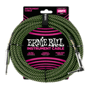 Câble tressé droit/angle Ernie Ball 6066EB (vert/noir) - 25'