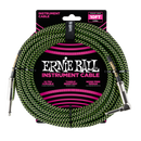 Ernie Ball 6077EB Straight/Angle Braided Cable (Black/Green)  - 10'