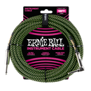 Ernie Ball 6082EB Straight/Angle Braided Cable (Black/Green) - 18'