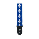 Profile PGS400QC-BL - 2" Adjustable Quebec Flag Guitar Strap with Leather Ends