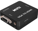 Gana VGA2HDMI Mini VGA to HDMI Audio Video Converter Adapter Box with USB Cable and 3.5mm Audio Port Cable Support HDTV for PC Laptop Display Computer Mac Projector (Black) - Red One Music
