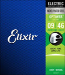 Elixir 19027 Optiweb Cordes de guitare électrique en acier nickelé avec revêtement – .009-.046