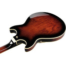 Ibanez AM153QADBS AM Artstar - Guitare électrique semi-creuse à double pan coupé avec étui - Brun foncé Sunburst