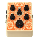 Pédale de préampli pour guitare acoustique ACOUSTICPEDAL orange avec sorties XLR et 1/4" et boucle d'effet tamponnée