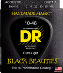 DR Handmade Strings BKA-10 Cordes de guitare acoustique avec revêtement Black Beauties – Extra légères (10-48)
