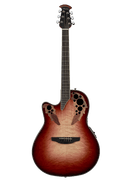 Ovation CE44LX-1R Celebrity Elite Exotic® - Guitare électro-acoustique Lyrachord de profondeur moyenne - Rouge rubis/éclat naturel sur érable matelassé exotique