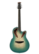 Ovation CE44X-9B Celebrity Elite Exotic® - Mid Depth Lyrachord Body Acoustic-Electric Guitar - Mint Green/Natural Burst On Exotic Quilted Maple