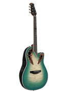 Ovation CE44X-9B Celebrity Elite Exotic® - Mid Depth Lyrachord Body Acoustic-Electric Guitar - Mint Green/Natural Burst On Exotic Quilted Maple
