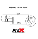 ProX XC-MXM25 Câble audio asymétrique 1/8" TRS-M Mini vers XLR3-M haute performance - 25 pi.