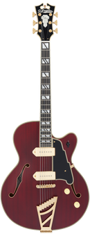 D'Angelico DAD59STWGT Guitare électrique à corps creux (Satin Trans Wine)