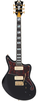 D'Angelico DELUXE BEDFORD Series Electric Guitar (Solid Black)