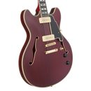 D'Angelico DADDCSTWGS Deluxe DC Guitare électrique semi-creuse (Satin Trans Wine)
