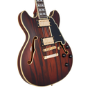 D'Angelico DELUXE MINI DC Series Semi Hollow-Body Electric Guitar (Satin Brown Burst)