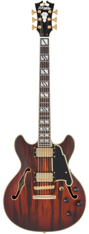 D'Angelico DELUXE MINI DC Series Semi Hollow-Body Electric Guitar (Satin Brown Burst)