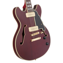 D'Angelico DELUXE MINI DC Series Semi Hollow-Body Electric Guitar (Satin Trans Wine)