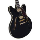 D'Angelico DAEDCSBKGS Excel DC Guitare électrique semi-creuse (noir massif)