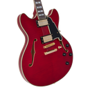 D'Angelico DAEDCTCHGS Guitare électrique semi-creuse (Trans Cherry)