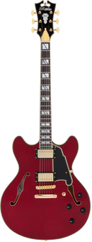 D'Angelico DAEDCTCHGS Guitare électrique semi-creuse (Trans Cherry)