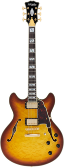 D'Angelico EXCEL DC XT Semi Hollow-Body Electric Guitar (Iced Tea Burst Quilt)